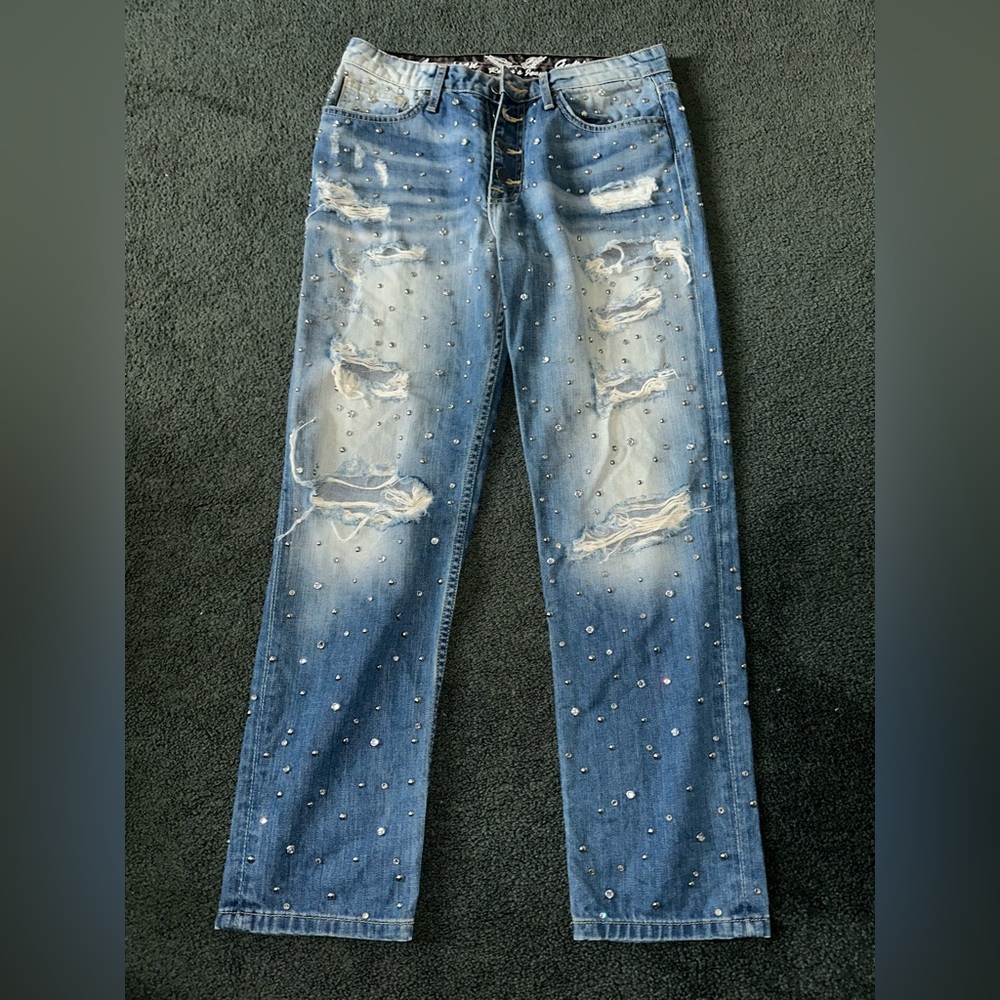 Robin's Jean Blue Distressed Studded Women's Jeans